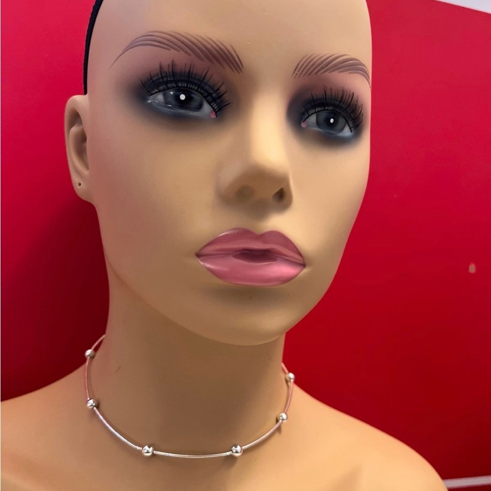 Sterling Silver Beaded Choker Necklace